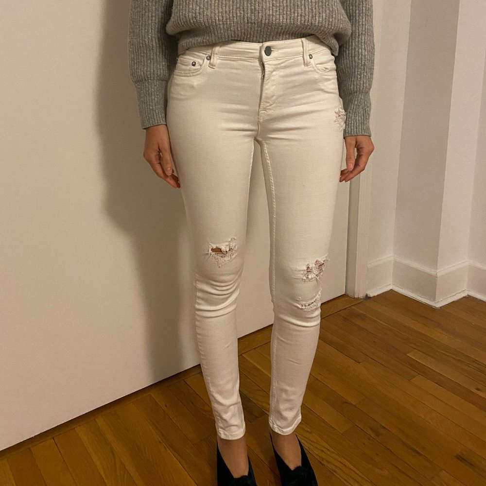 All Saints White Distressed Jeans